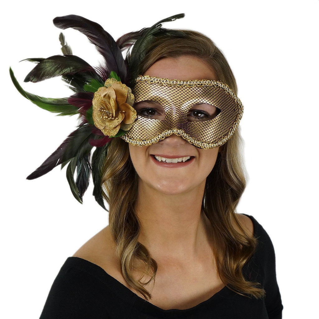 Mardi Gras Coque Feather Mask - Feathers