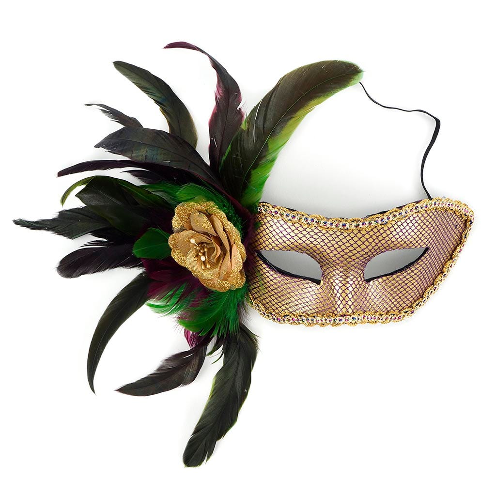 Mardi Gras Coque Feather Mask - Feathers