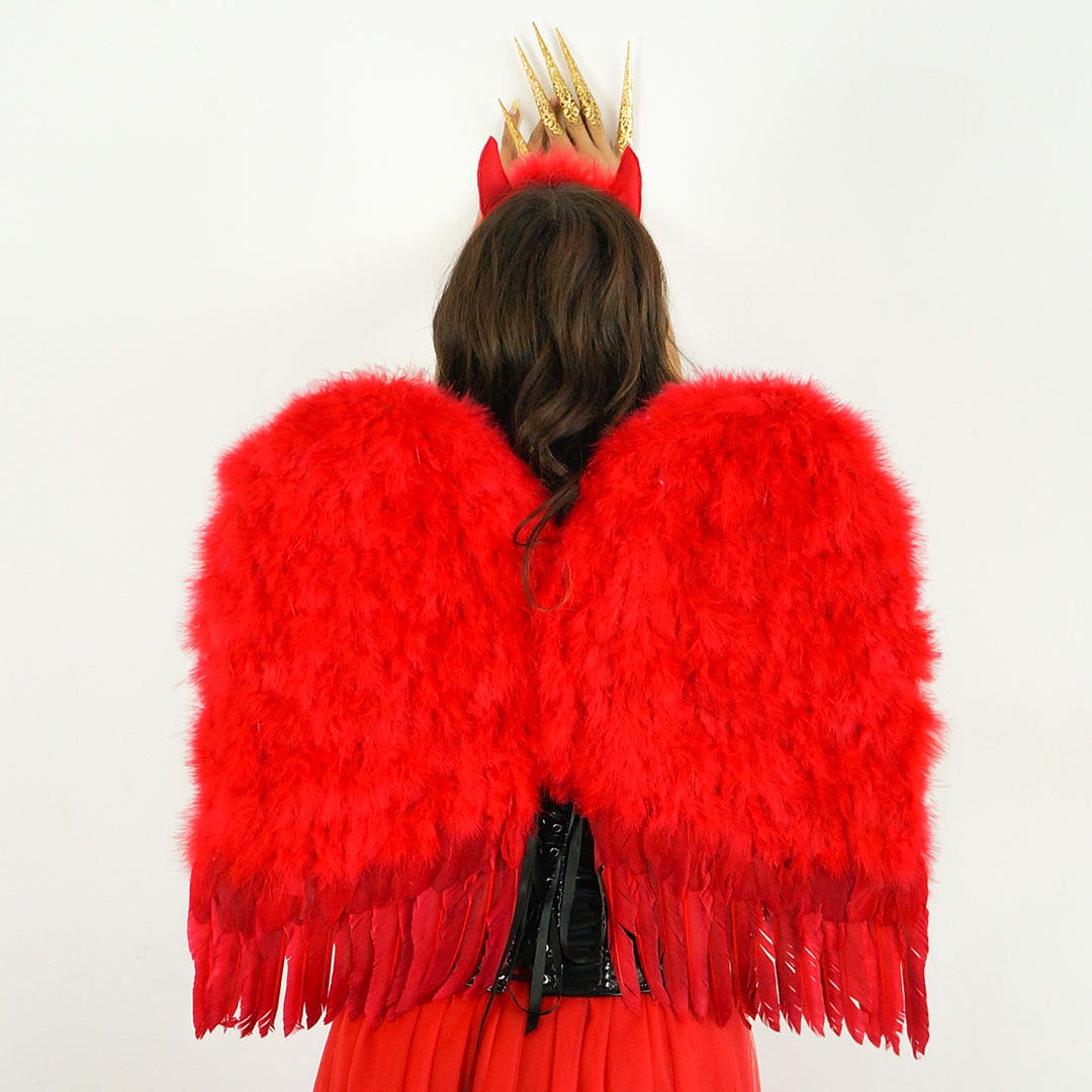 Medium Angel Costume Wings - Red - Feathers