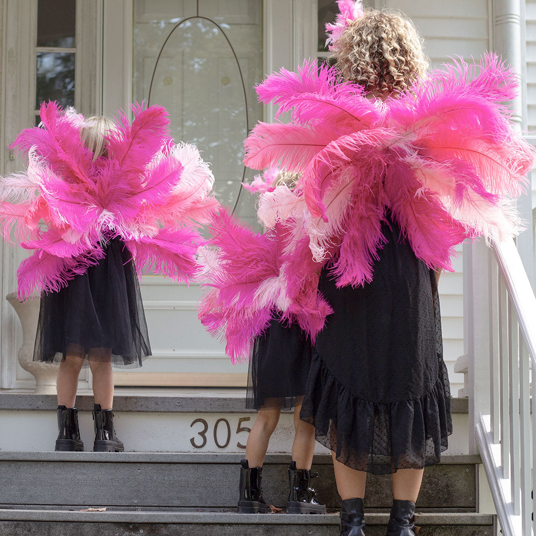 Medium Upcycled Ostrich Feather Costume Wings - Flamingo - Feathers