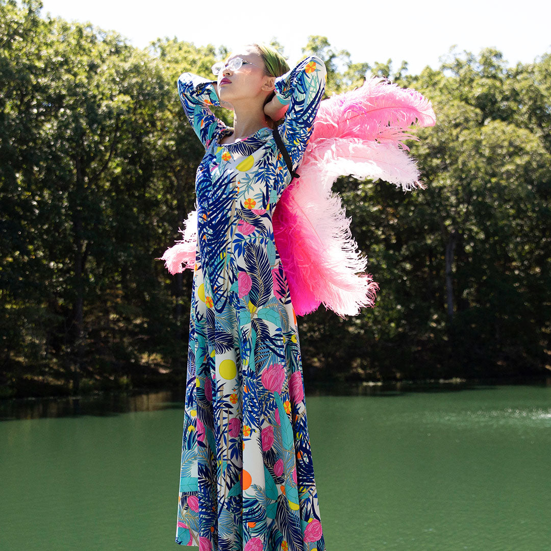 Medium Upcycled Ostrich Feather Costume Wings - Flamingo - Feathers