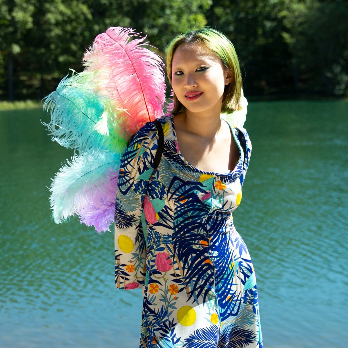 Medium Upcycled Ostrich Feather Costume Wings - Unicorn - Feathers