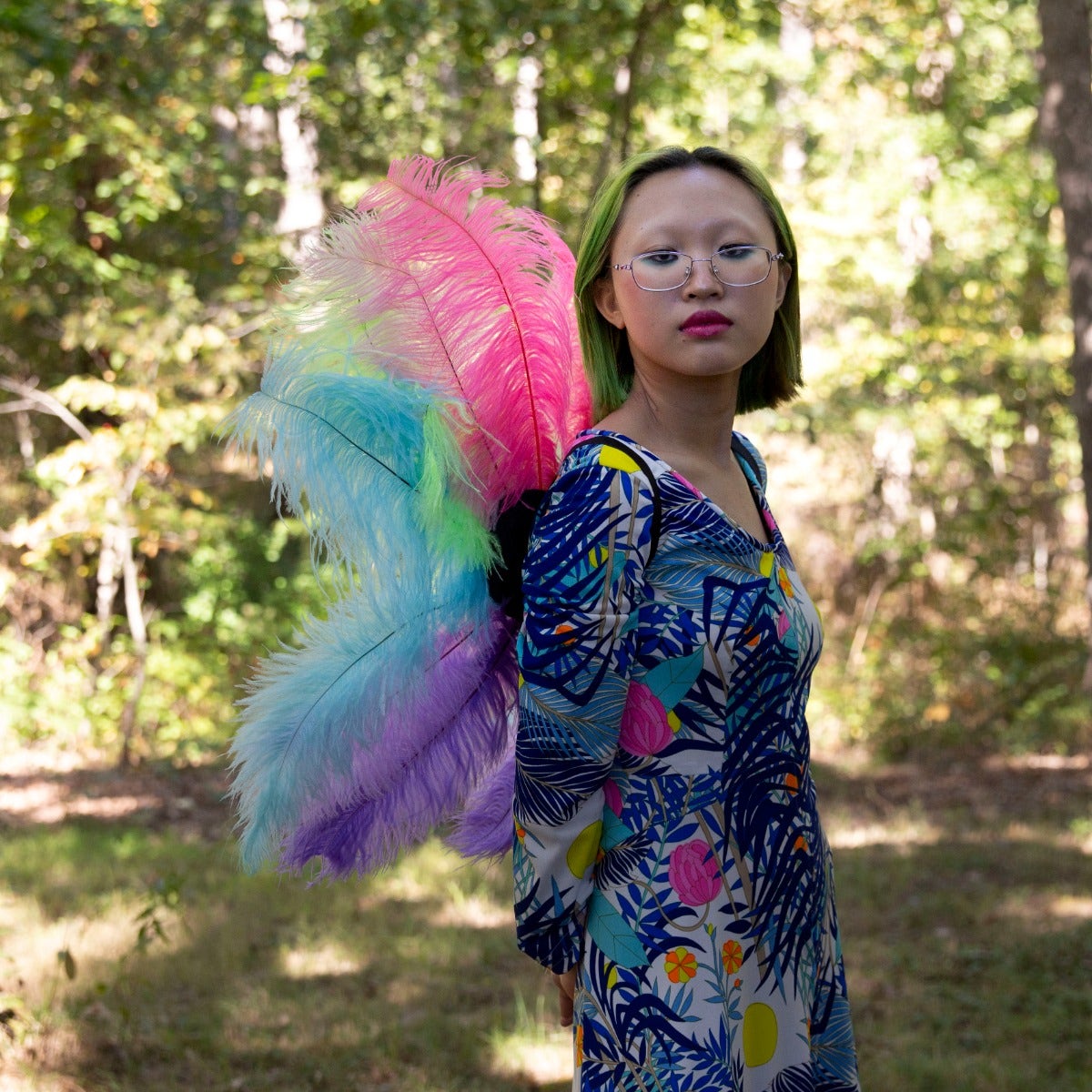 Medium Upcycled Ostrich Feather Costume Wings - Unicorn - Feathers