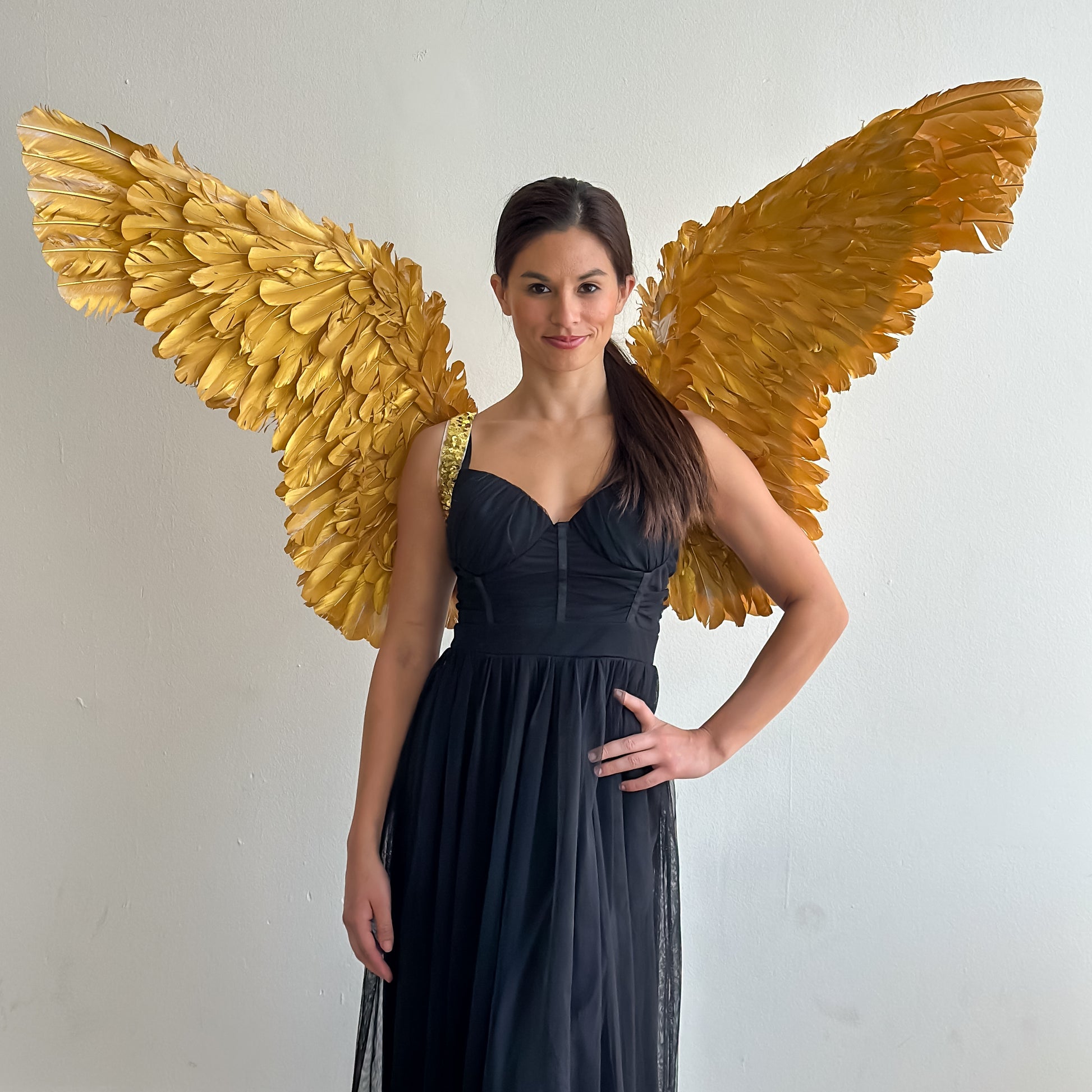 Giant Metallic Gold Wings Costume | Gold Feather Wings Giant Metallic Gold Wings Costume | Gold Feather Wings