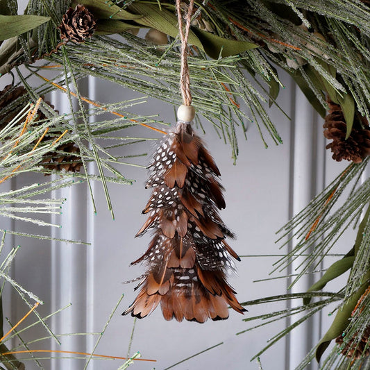 Mini Feather Tree Ornament Natural - Pheasant - Feathers