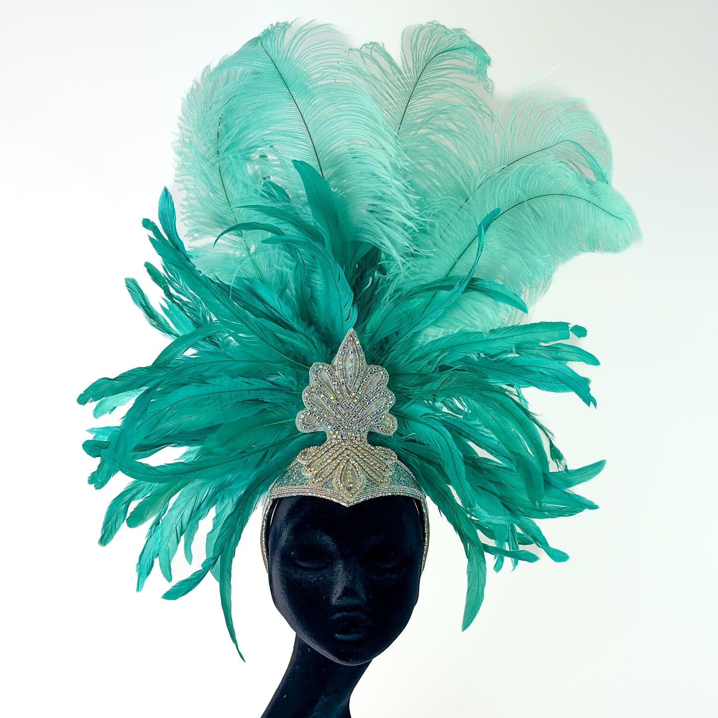 Kitty Mint Green Showgirl Feather Headpiece