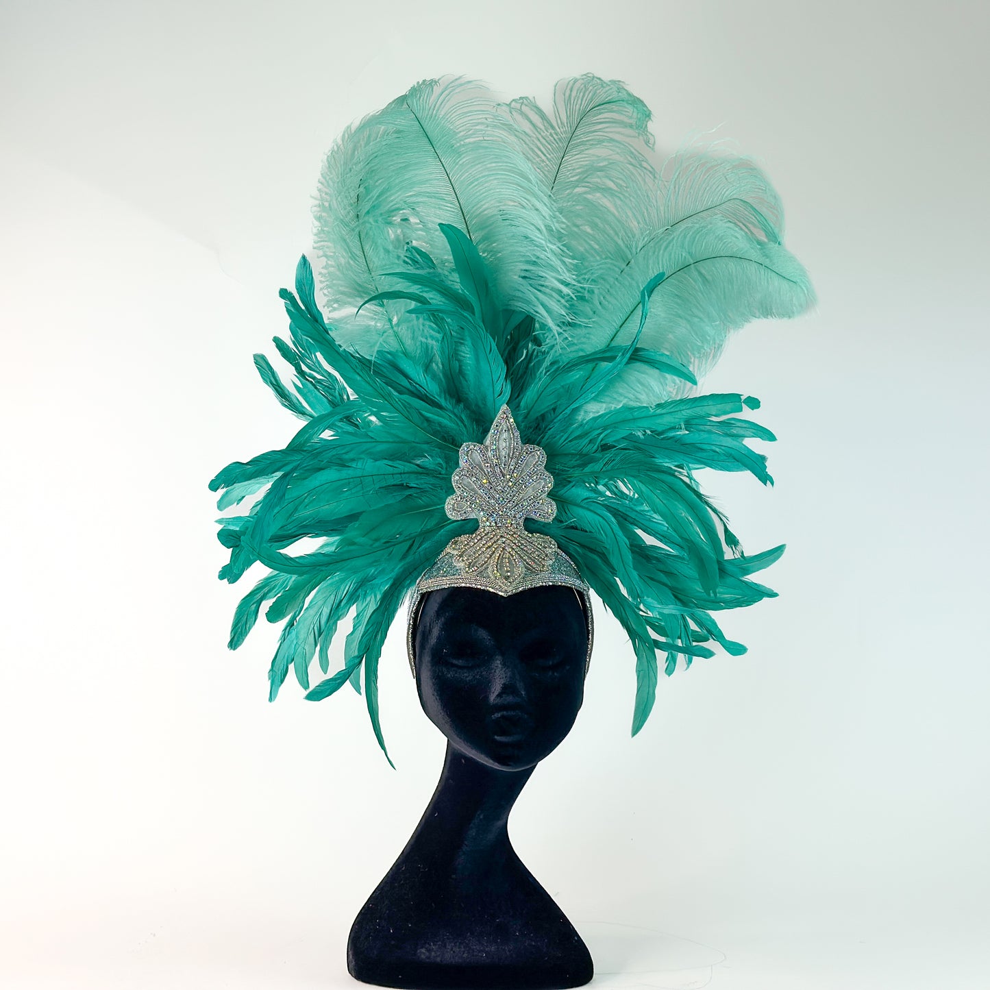 Kitty Mint Green Showgirl Feather Headpiece