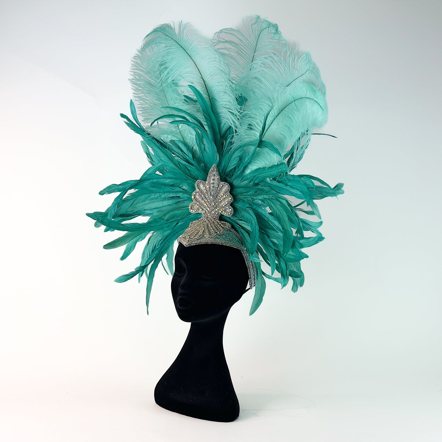 Kitty Mint Green Showgirl Feather Headpiece
