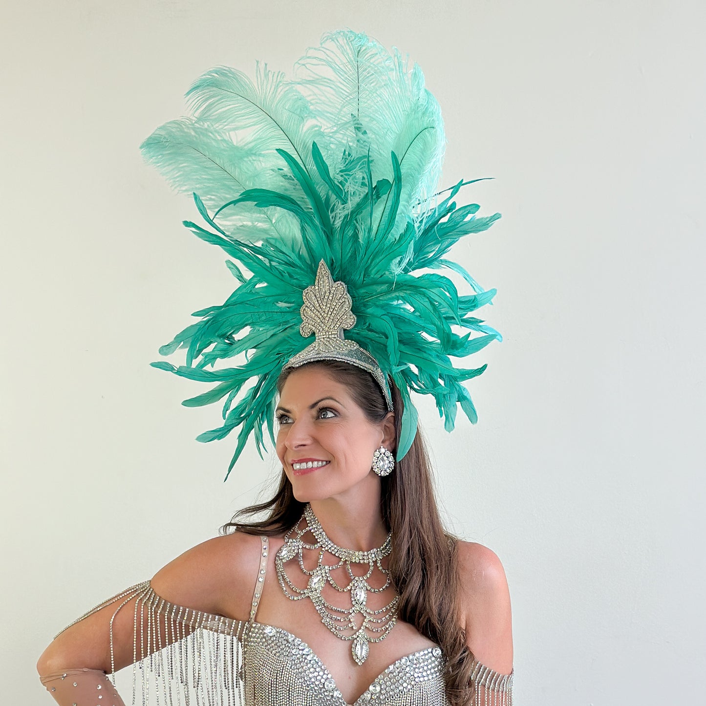 Kitty Mint Green Showgirl Feather Headpiece