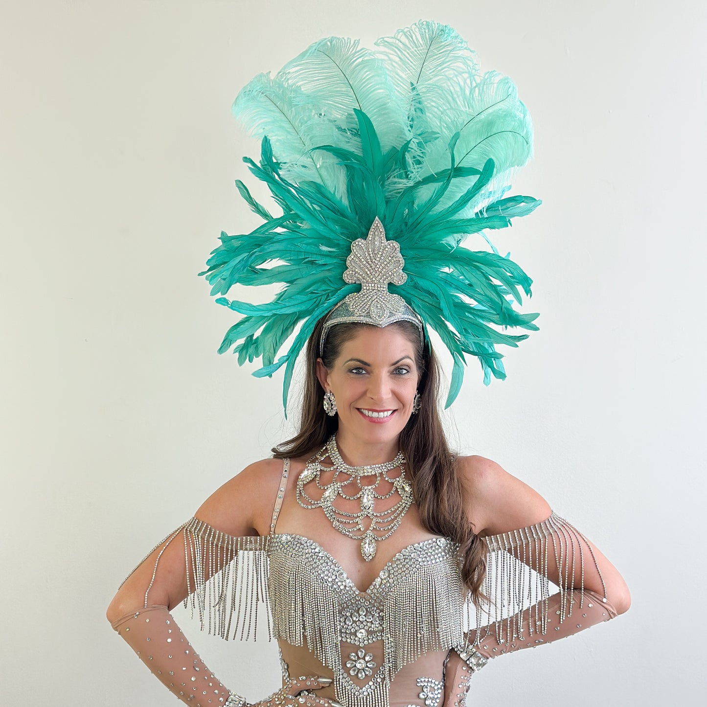 Mint Green Showgirl Feather Headpiece