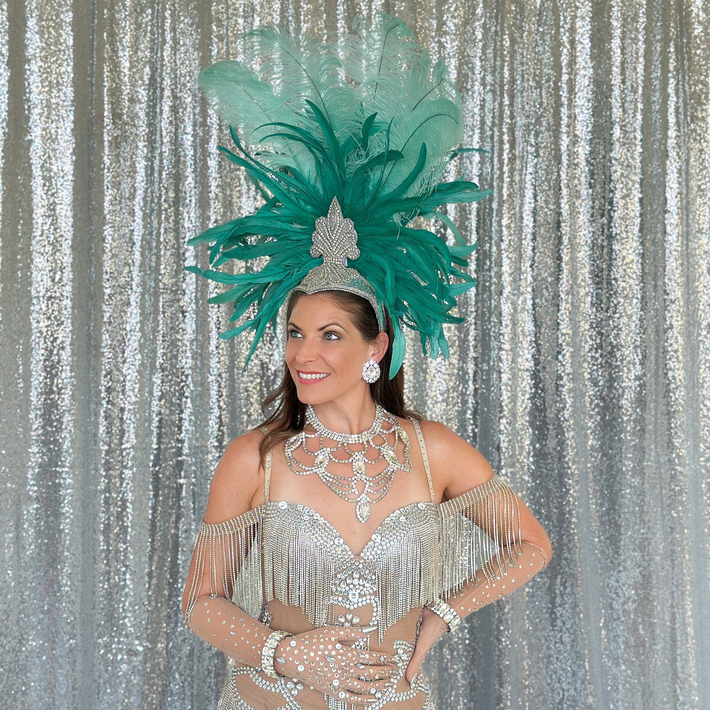 Mint Green Showgirl Feather Headpiece