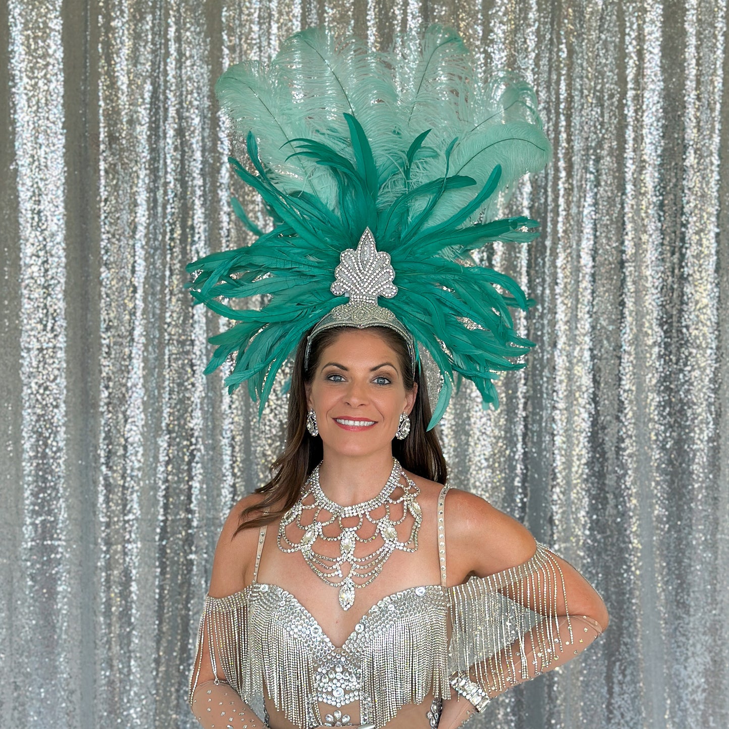 Mint Green Showgirl Feather Headpiece