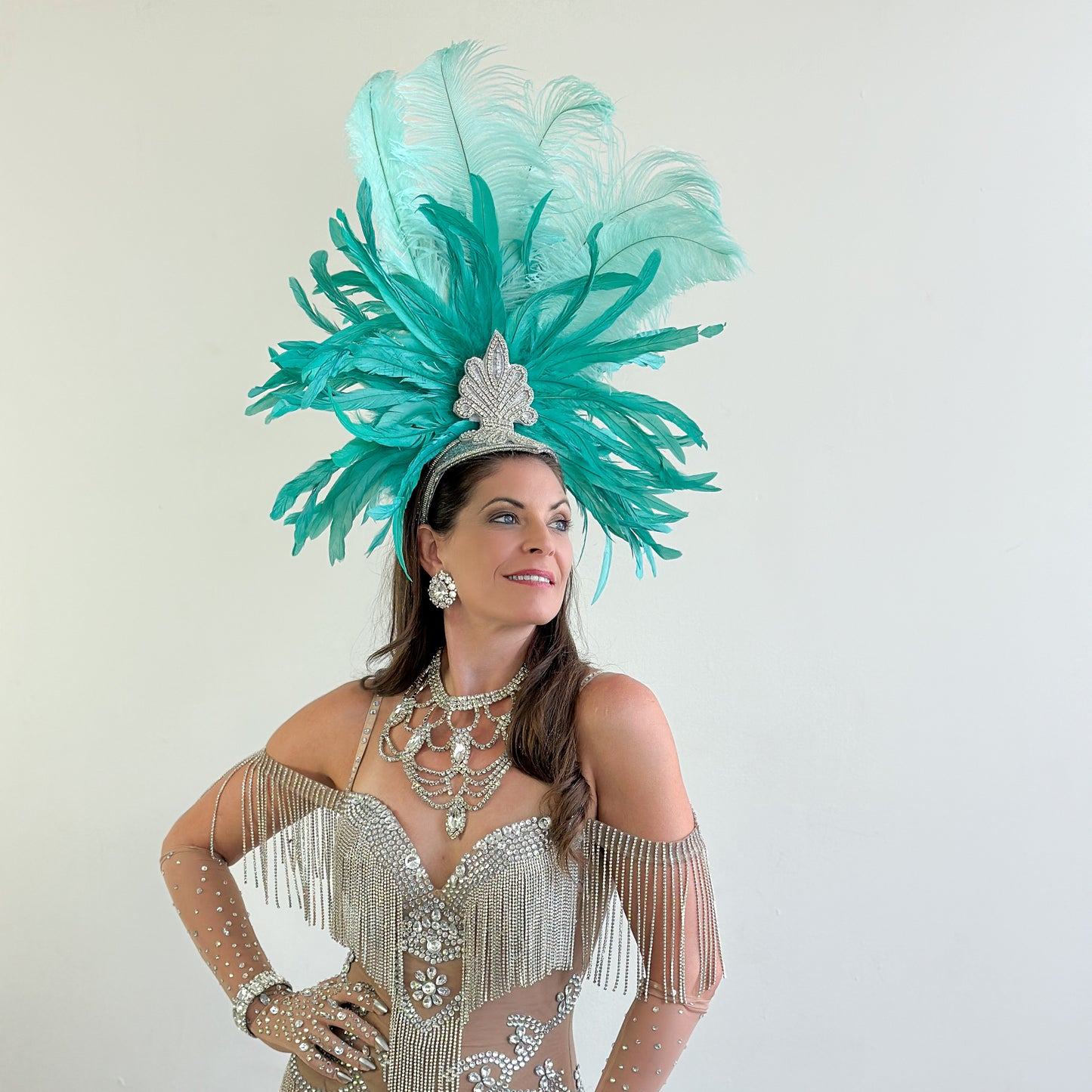 Kitty Mint Green Showgirl Feather Headpiece