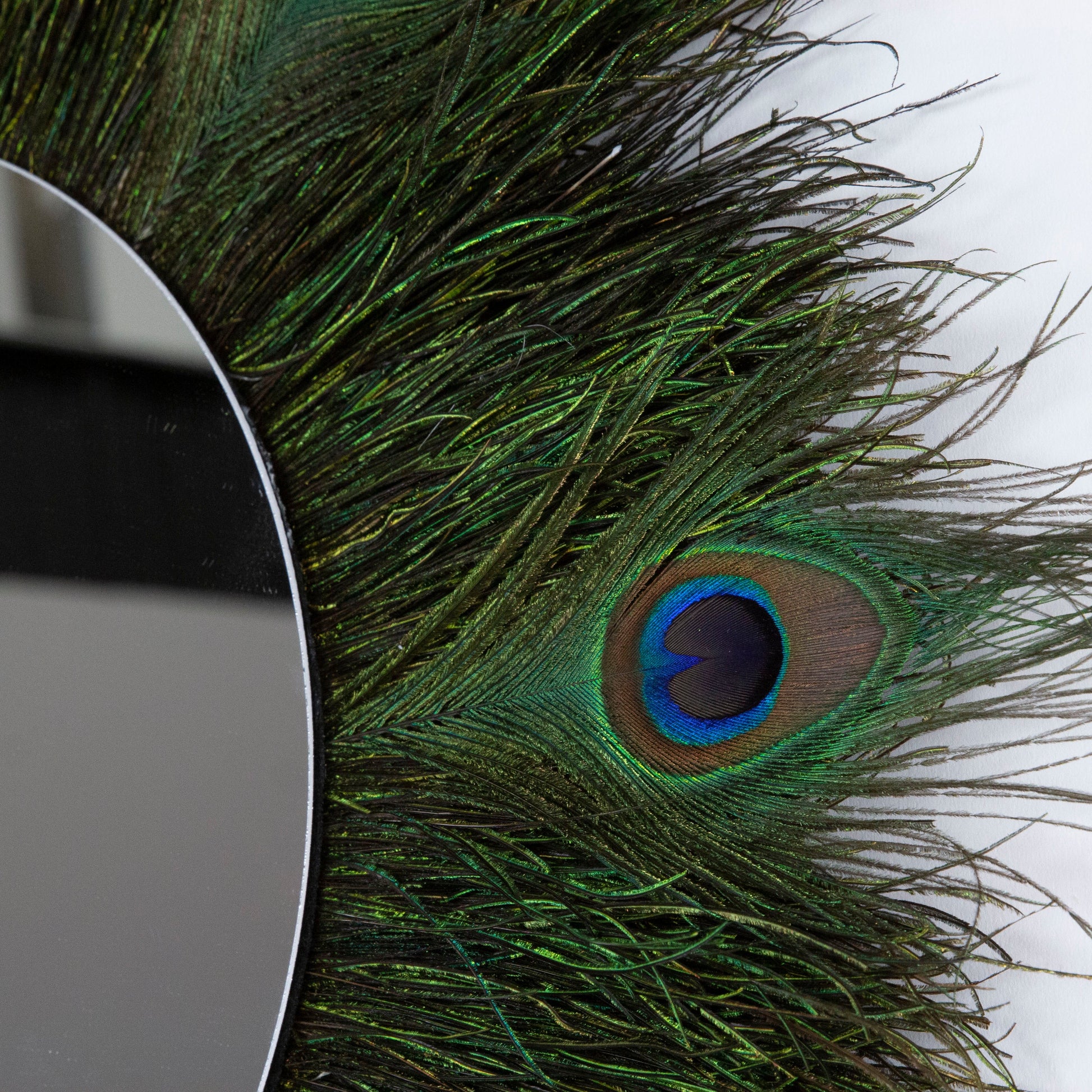 Mirror 12’’ with Peacock Flue and Eyes 24” Dia - Feathers