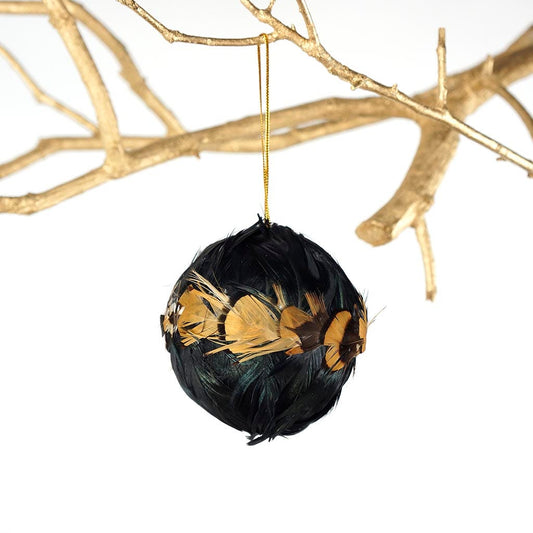 Natural Bronze Feather Ornament 3’’ ball Natural - Feathers