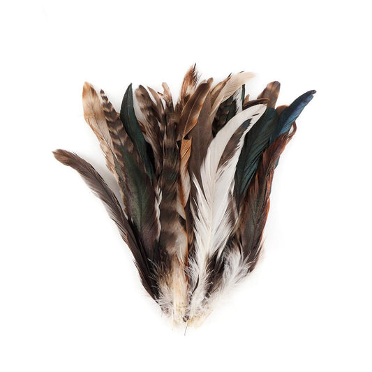Natural Chinchilla-Rooster Coque Tail Feathers -7 -10’’ - Natural - Feathers