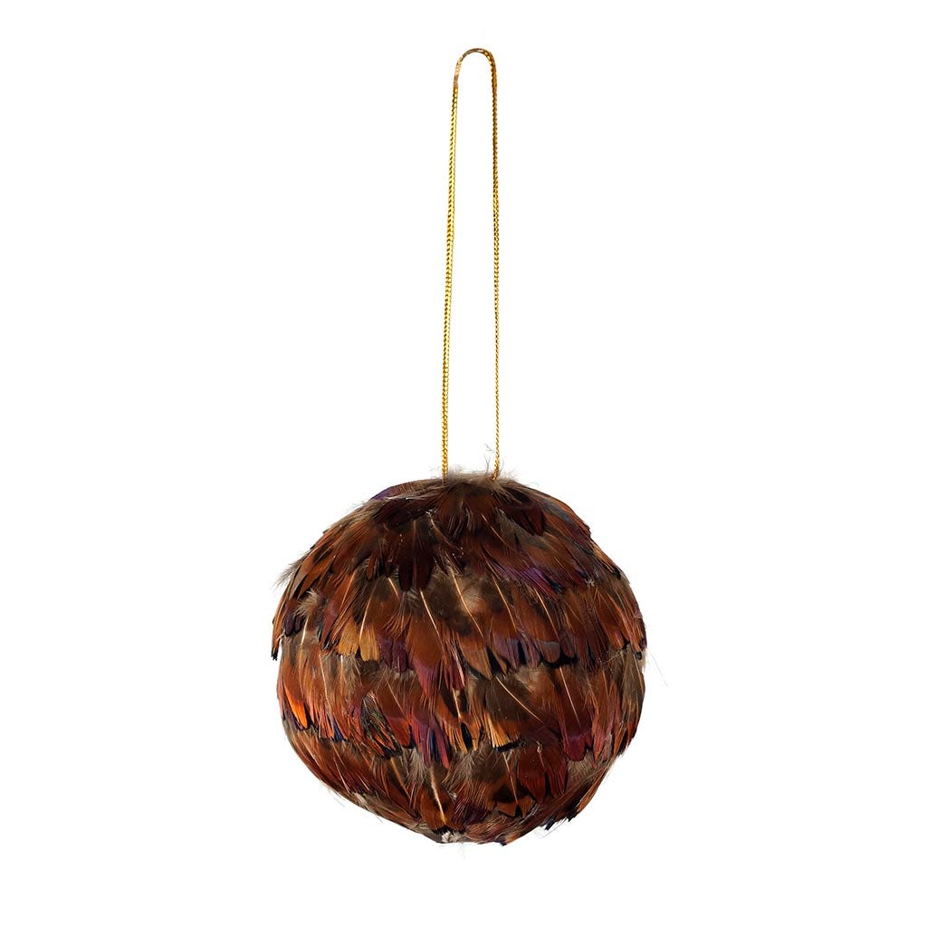 Ringneck Feather Ornament - 3" ball - Natural