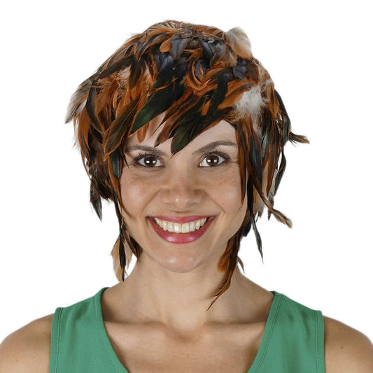 Natural Half Bronze Rooster Schlappen Feather Wig - Feathers