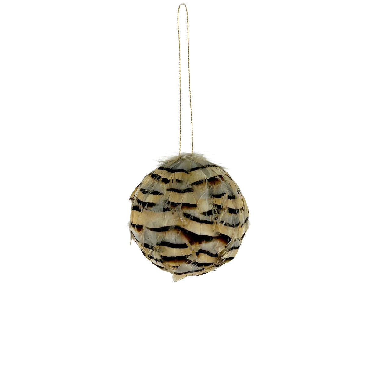 Natural partridge feather ornament 3" ball