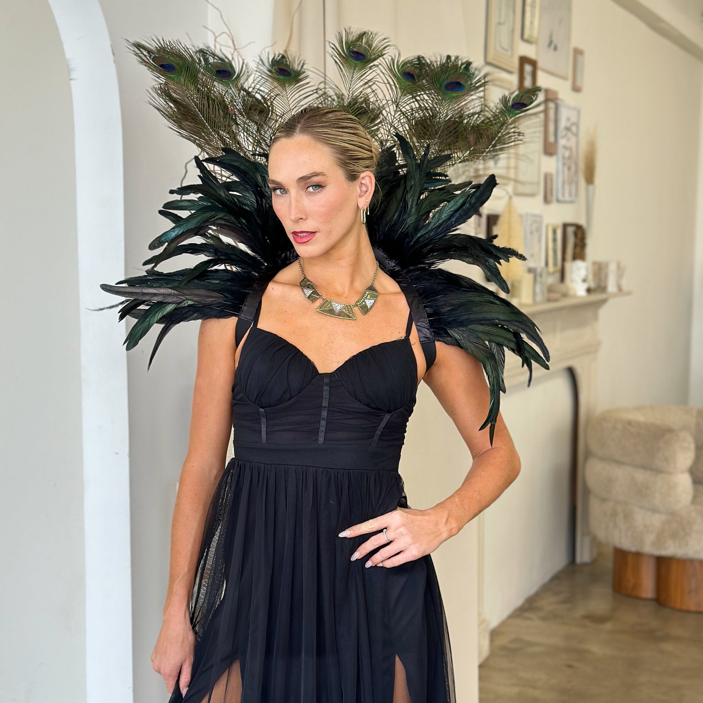 Peacock Empress Feather Collar