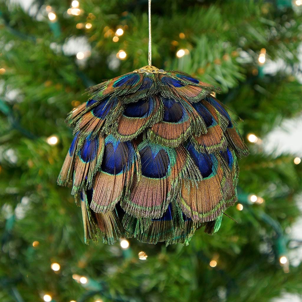Peacock Eye Feather Ornament - Natural