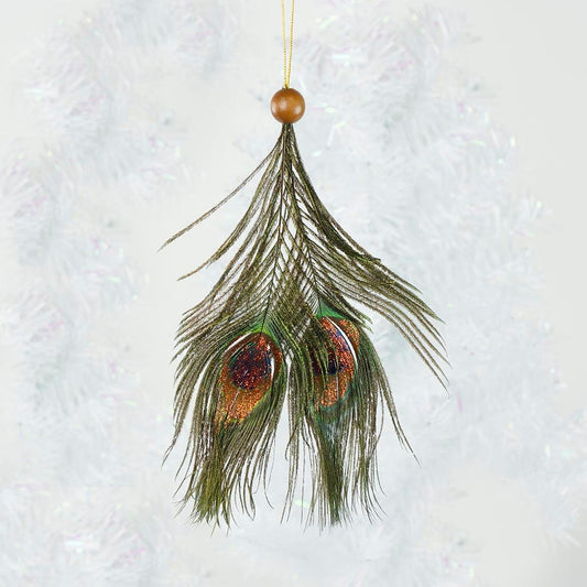 Peacock Feather Ornament - Natural - Copper