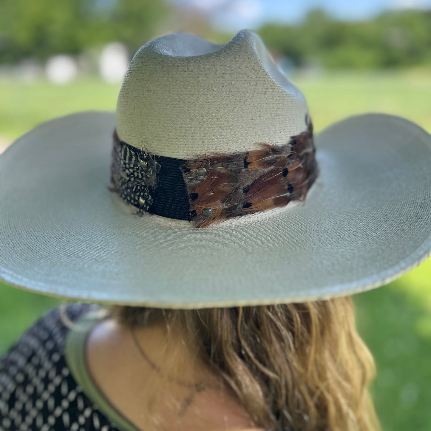 Natural Ringneck Pheasant and Guinea Feather Tape 1.5 inch   3yd Roll