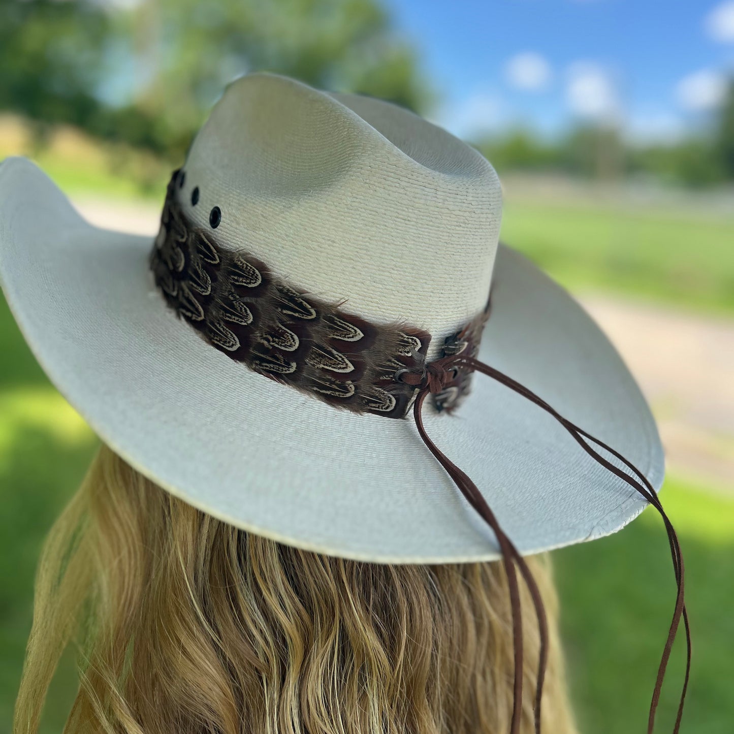 Natural Almond Pheasant Plumage Feather Hat Band