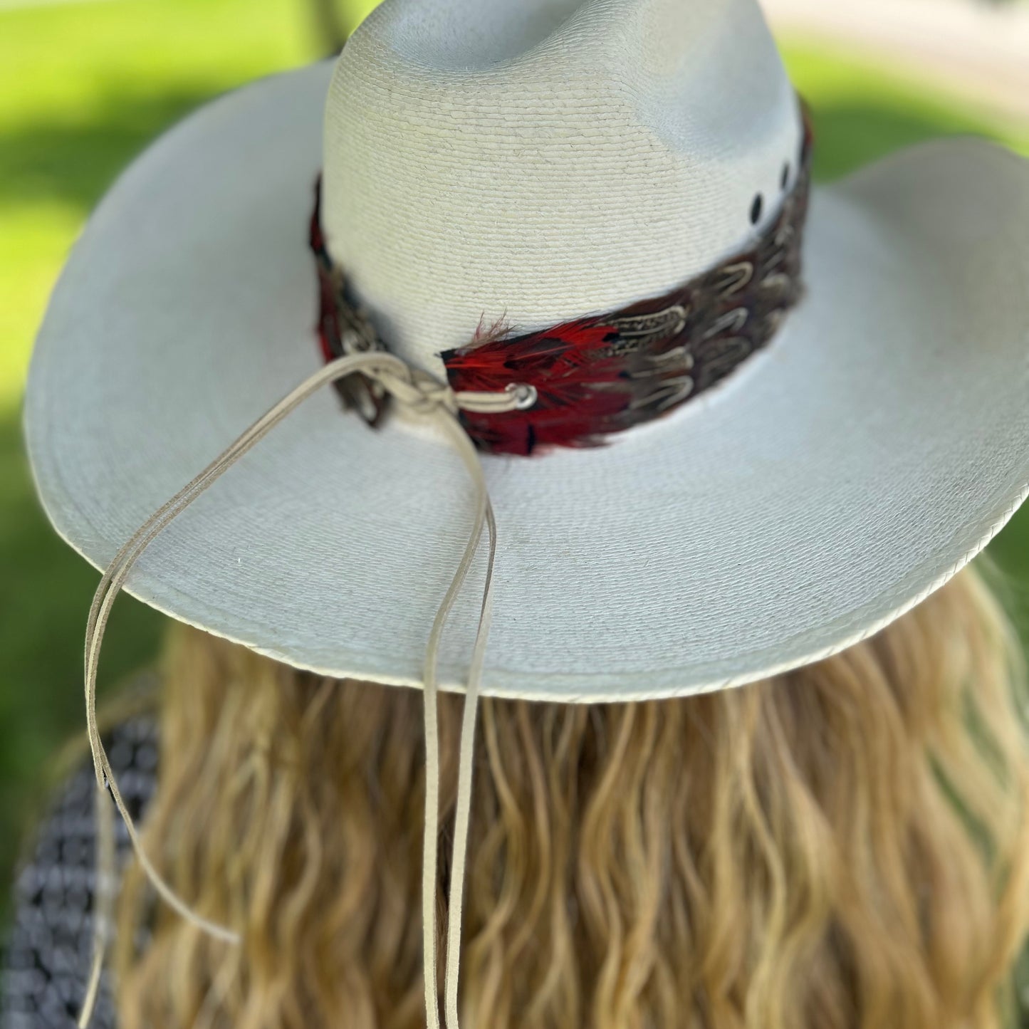 Natural Ringneck Pheasant Almond Dark Heart Blue Almond Feather Tape 1.5 inch   3yd Roll