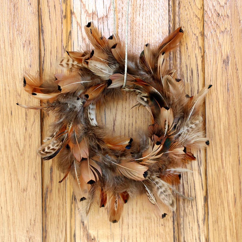 Natural Pheasant Feather Wreath Ornament
