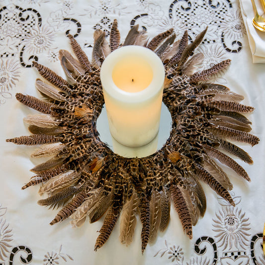 Pheasant Feather Mirror Home Decor