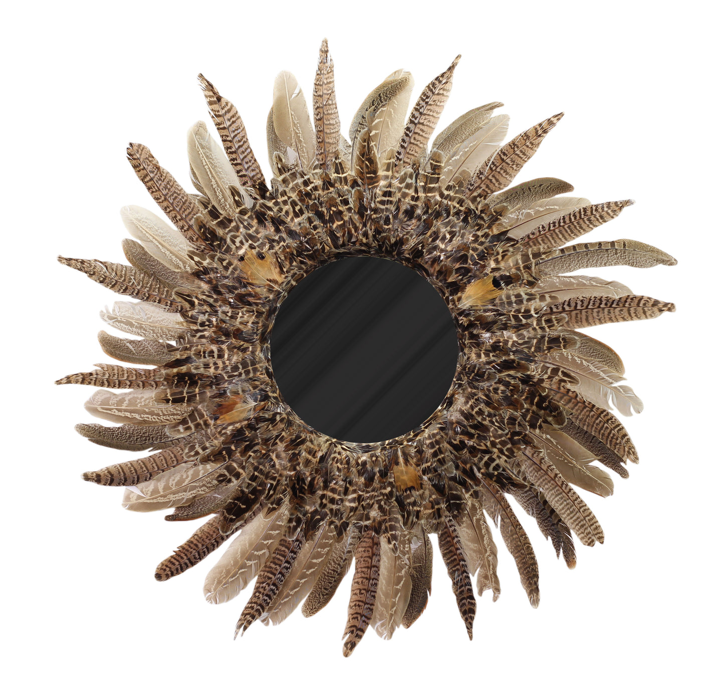 Pheasant Feather Mirror Home Decor