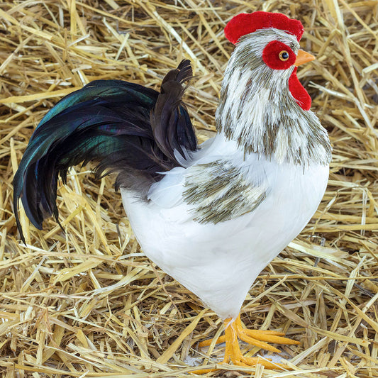 Natural White and Gray Rooster Farmhouse Decor