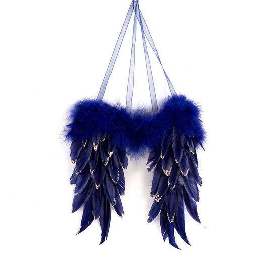 Navy Blue Feather Angel Wing Ornament