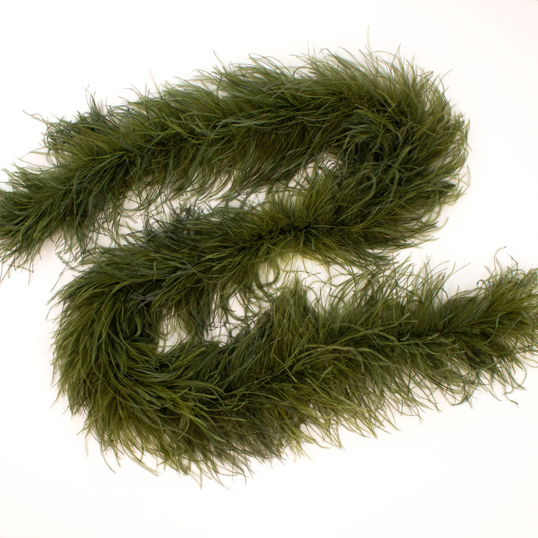 Olive Green 3 Ply Ostrich Feather Boa