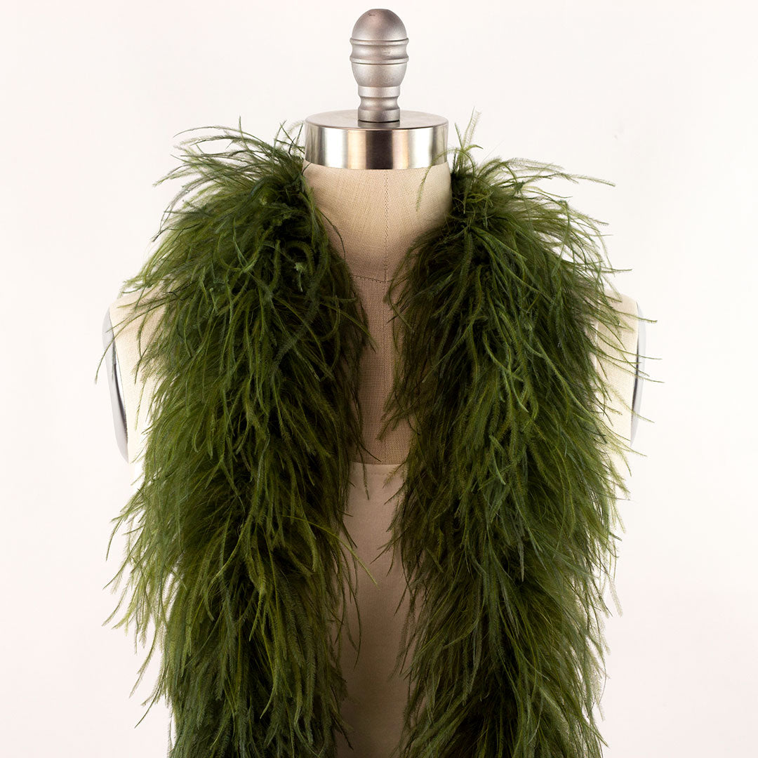 Olive Green 3 Ply Ostrich Feather Boa