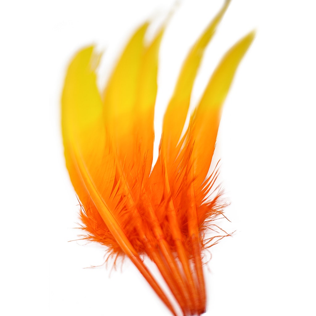 Ombre Turkey Quill Feathers 10-12’’ Dip.25 lb - Gold Orange - Feathers