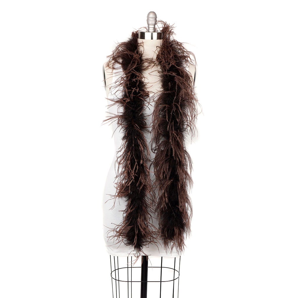 One Ply Ostrich Feather Boa - Brown - Ostrich Boa