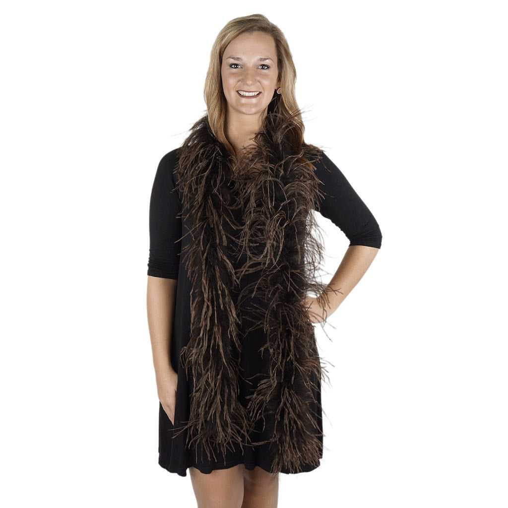 One Ply Ostrich Feather Boa - Brown - Ostrich Boa