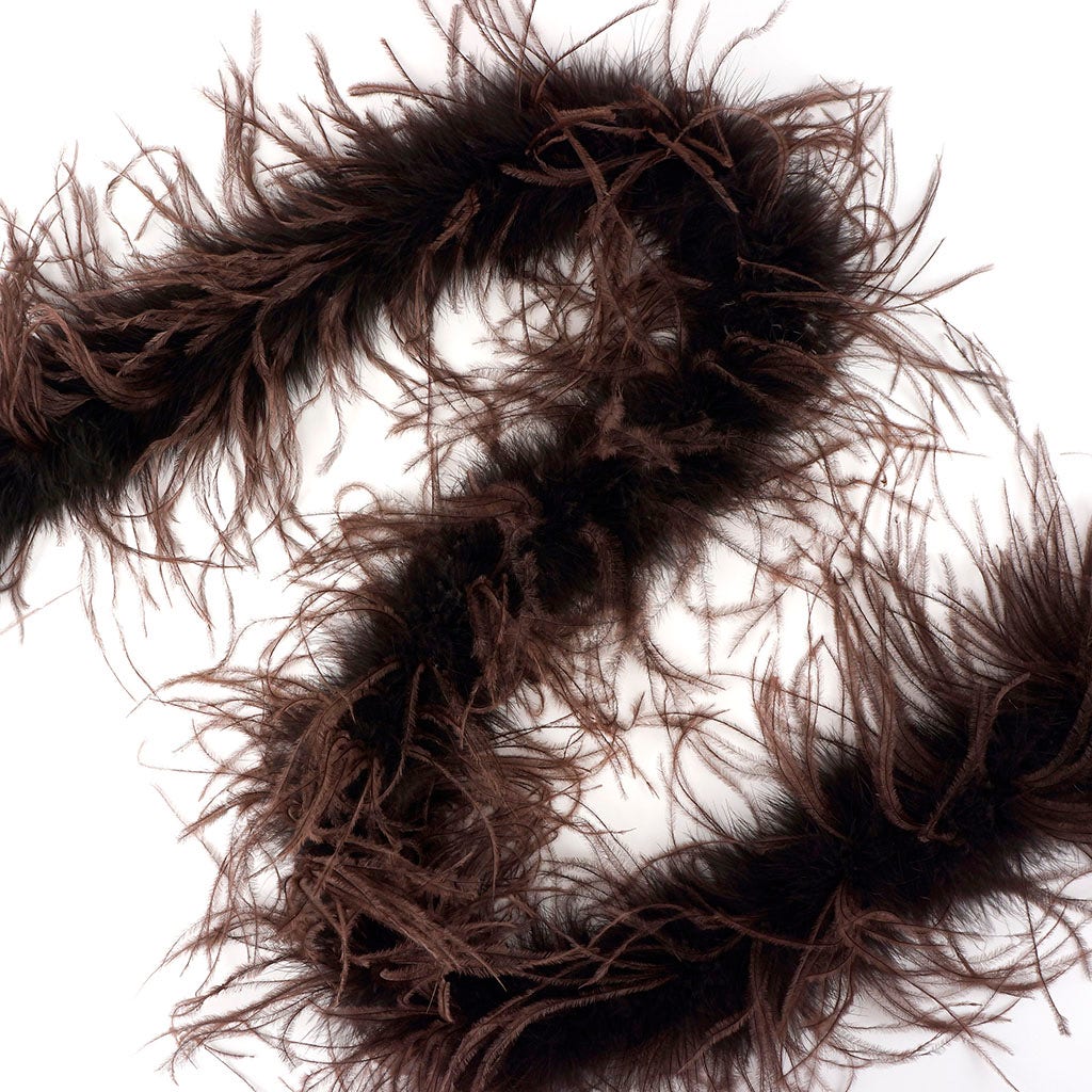 One Ply Ostrich Feather Boa - Brown - Ostrich Boa