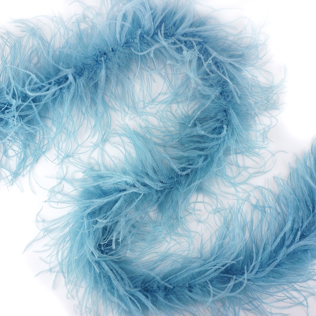 One Ply Ostrich Feather Boa - French Blue - Ostrich Boa