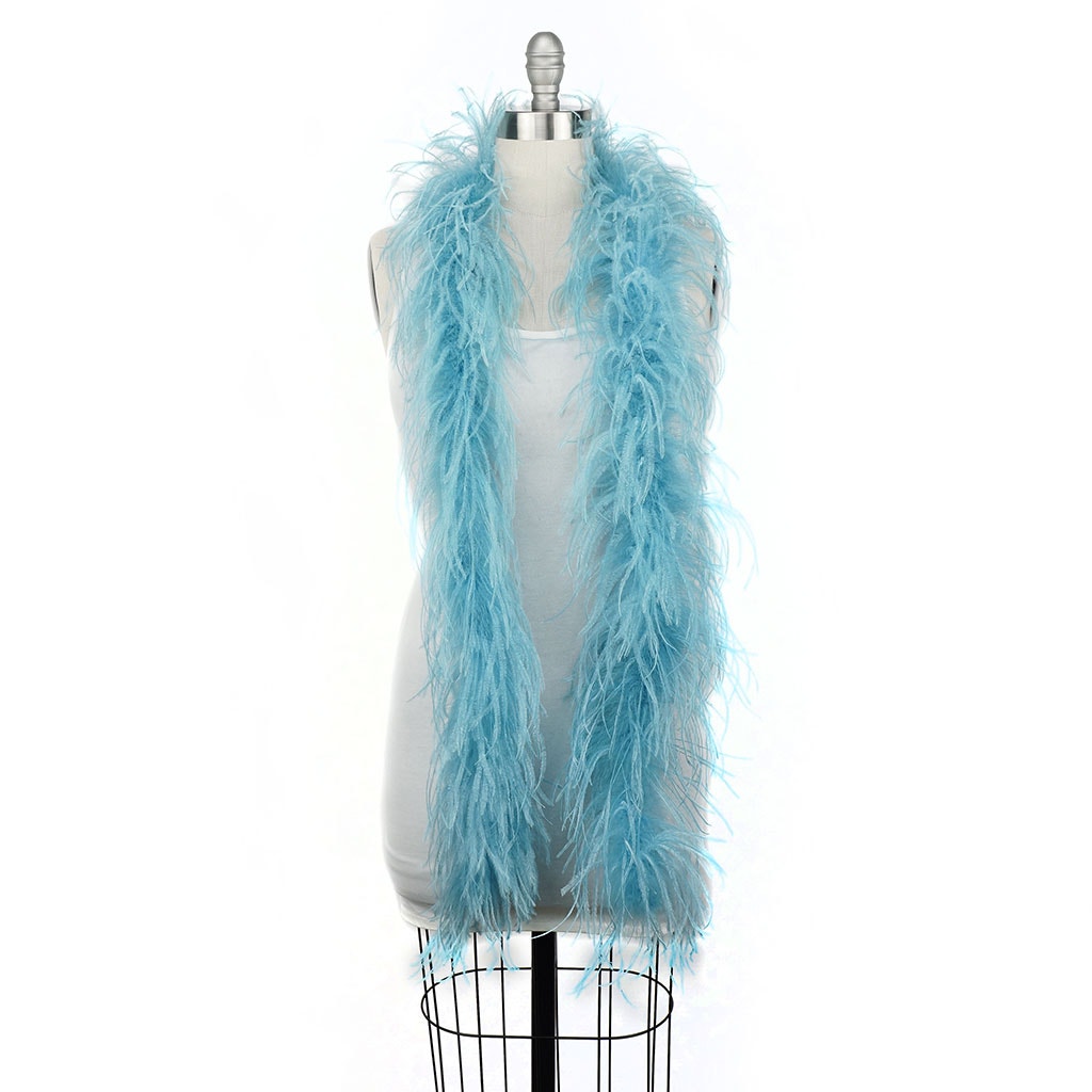 One Ply Ostrich Feather Boa - French Blue - Ostrich Boa