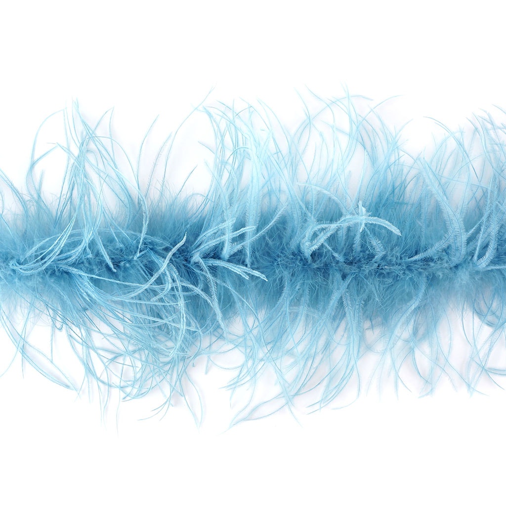 One Ply Ostrich Feather Boa - French Blue - Ostrich Boa