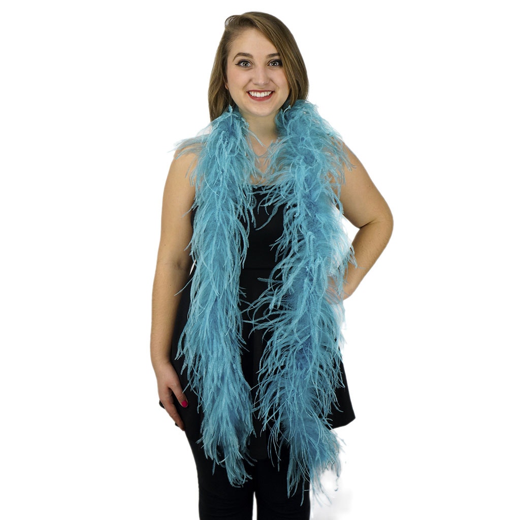 One Ply Ostrich Feather Boa - French Blue - Ostrich Boa