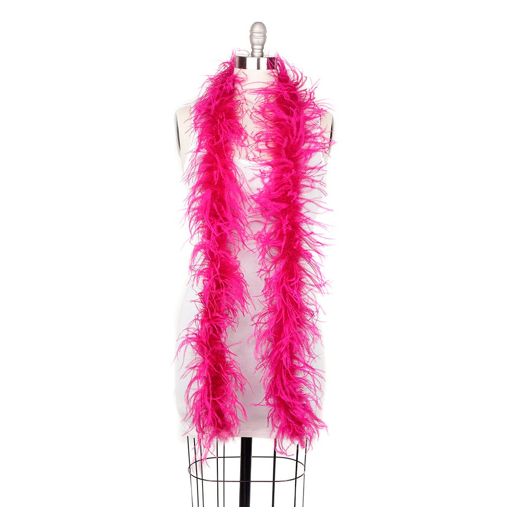 One Ply Ostrich Feather Boa - Shocking Pink - Ostrich Boa