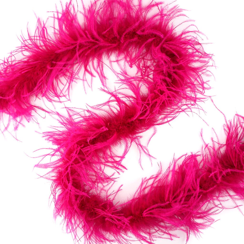 One Ply Ostrich Feather Boa - Shocking Pink - Ostrich Boa