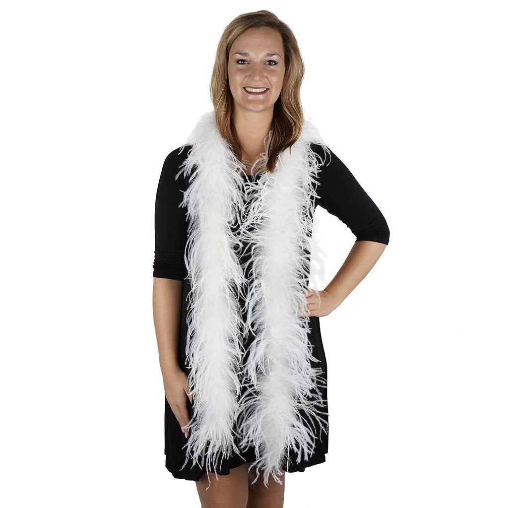 One Ply Ostrich Feather Boa - White - Ostrich Boa