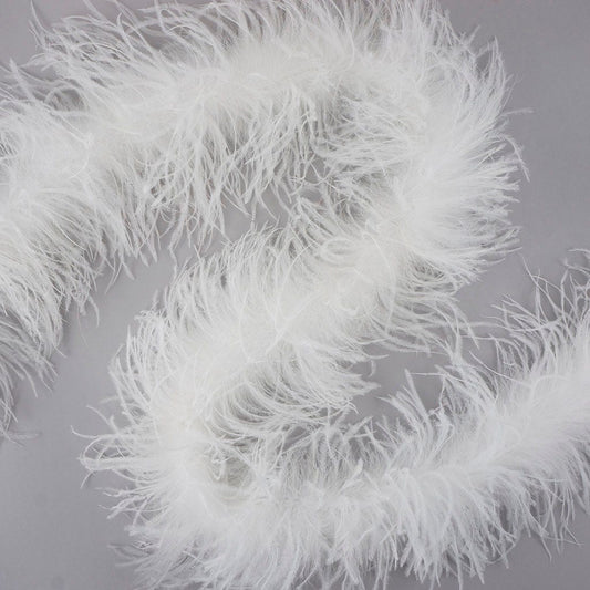 One Ply Ostrich Feather Boa - White - Ostrich Boa