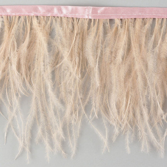 One-Ply Ostrich Feather Fringe - 1 Yard - Apricot Blush - Feathers