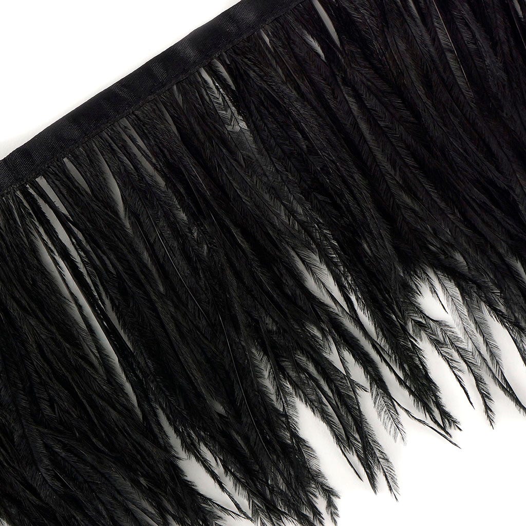 One-Ply Ostrich Feather Fringe - 1 Yard - Black - Feathers